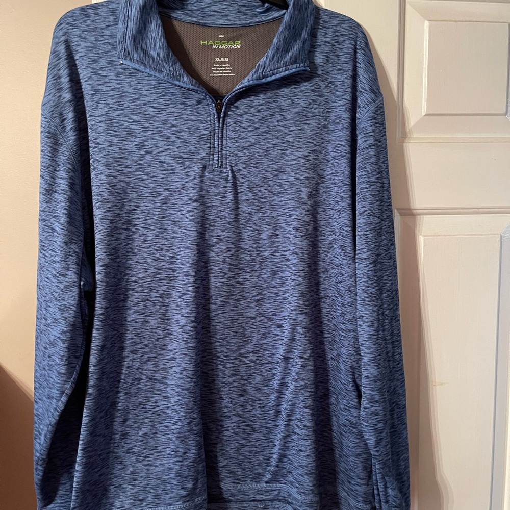 Haggar in Motion Men’s Blue Quarter-Zip Pullover XL